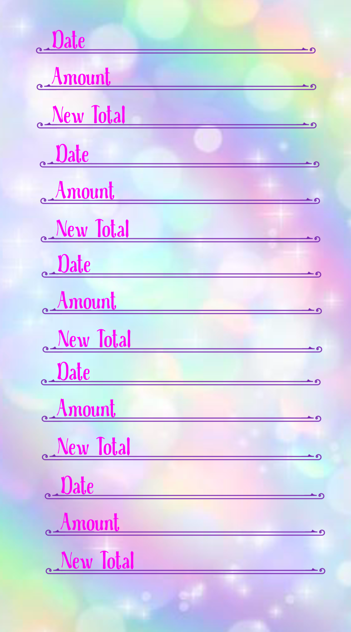 Savings Book Log Pages